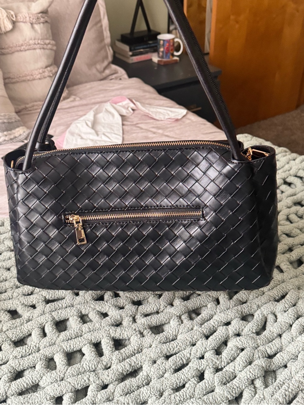 Ello Black Woven Tote w/ Tassel Charms & Crossbody Strap — EUC - Picture 6 of 15